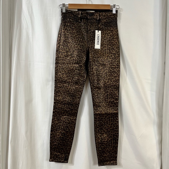 L'AGENCE Margot High Rise Foil Cheetah Print Skinny Jeans Black Size 24 NWT - Picture 3 of 14